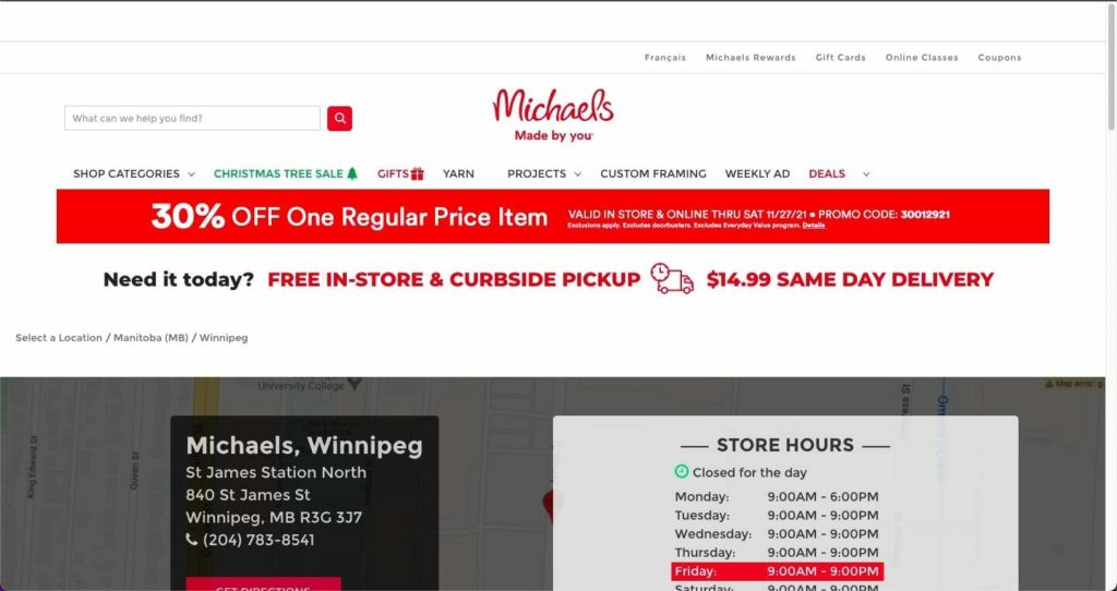 Michaels – St. James Street Homepage